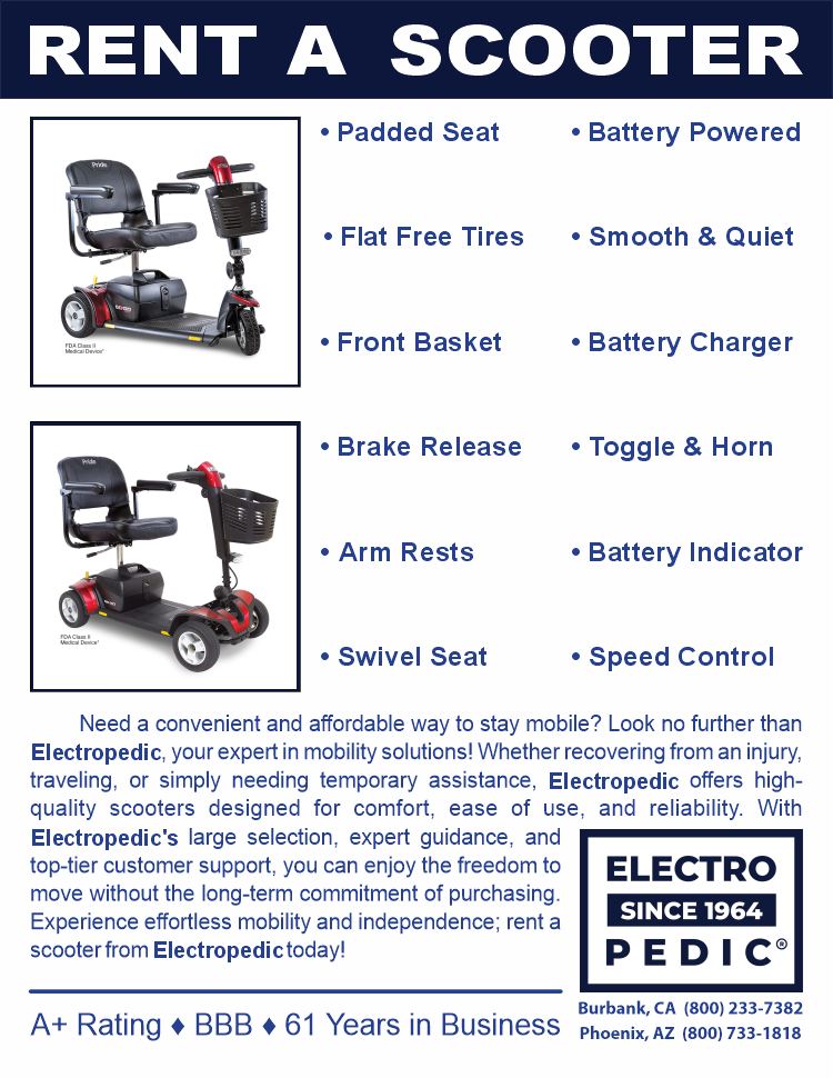 Los Angeles Electropedic Rent a Pride GoGo Electric Scooter